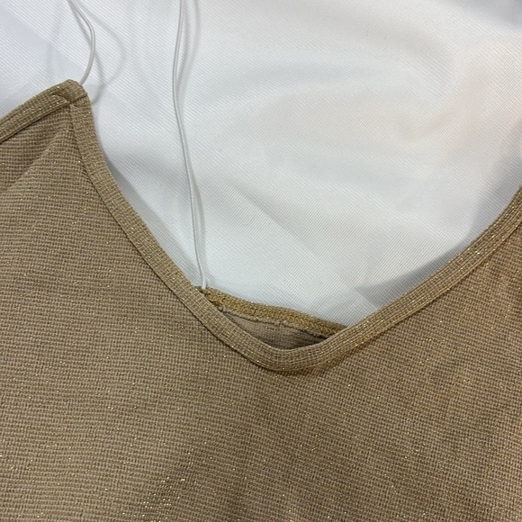 Free People intimately white strap sparkle camel colored crop tank top m/l - Picture 8 of 12